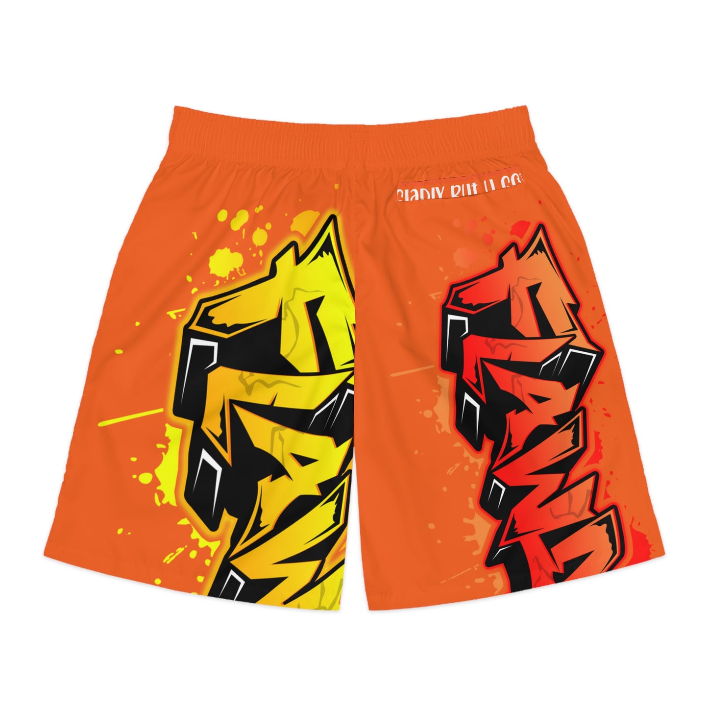 Orange Flawdawear Limited Edition OG Rich Daddy “Will We Do A Show Gladly But U Gotta Pay Us In Bags G” Men’s Jogguz Playuz Shorts