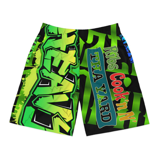 Green Gator Drip Exclusive Supa-Heavy Excess-Stunna Hypa-Flex Limited Edition OG Flawda Mane “Ribs Cook’n N’ Tha Yard” Men’s Jogguz Playuz Shorts