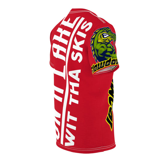 Dark Red Flawdawear Flawda Mane “On A Lake Wit Tha Skis” Limited Edition OG Unisex Cut & Sew Playuz Tee