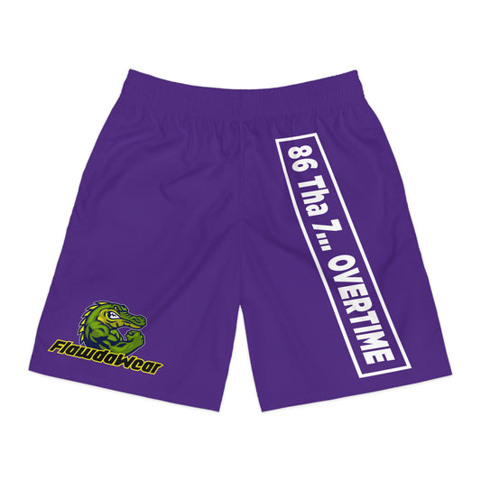 Purple Flawdawear Alligator Playuz “86 Tha 7… OVERTIME” Limited Edition OG Men’s Jogguz Playuz Shorts