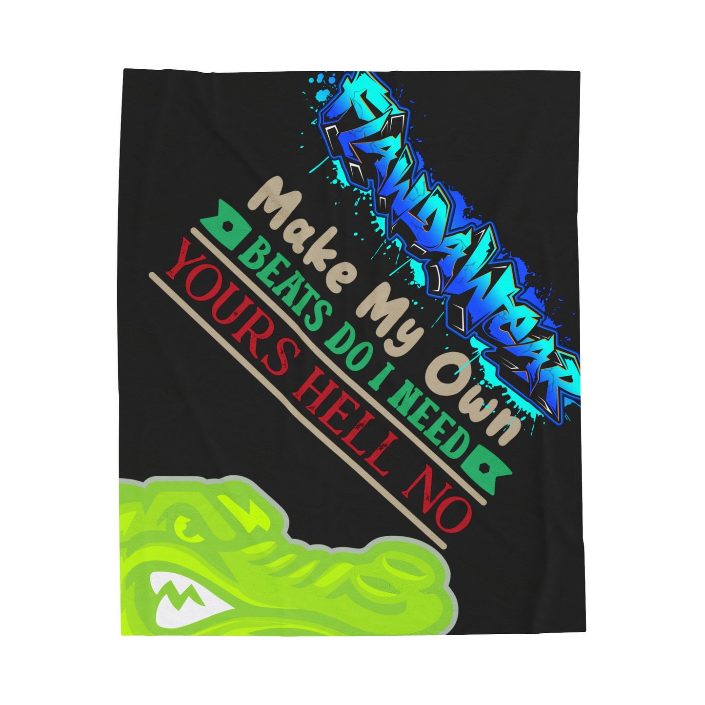 Black Flawdawear Limited Edition OG Flawda Mane “Make My Own Beats Do I Need Yours Hell No” Velveteen Plush Playuz Blanket