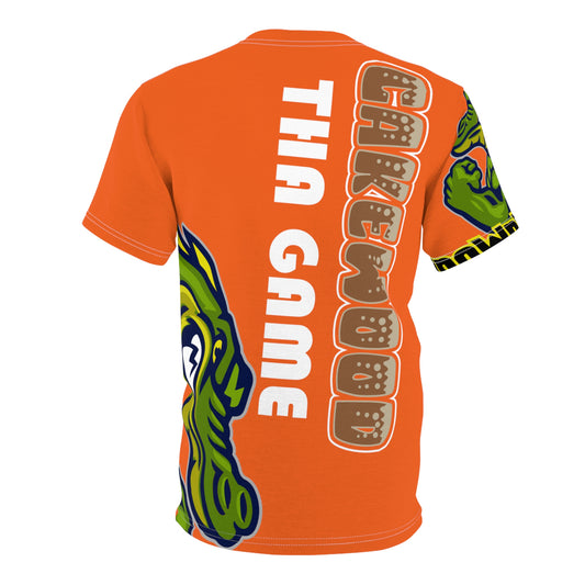 Orange Flawdawear Limited Edition OG Alligator Papuh Playuz “Cakewood Tha Game” Unisex Cut & Sew Playuz Tee