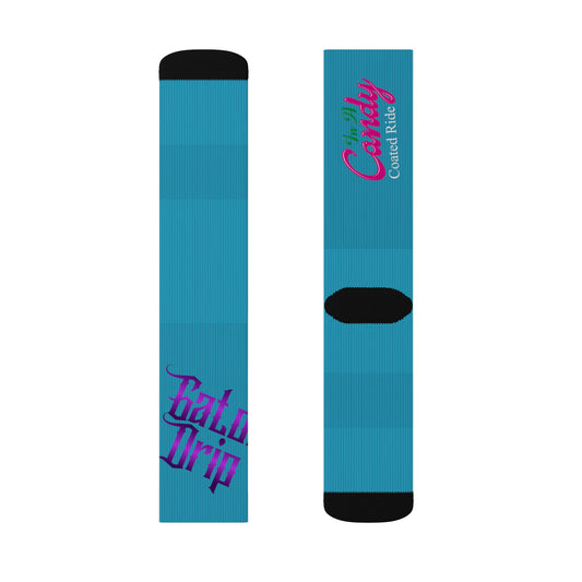 Turquoise Gator Drip Supa-Heavy Excess-Stunna Hypa-Flex Limited Edition OG Flawda Mane “In A Candy Coated Ride” Medium Playuz Socks