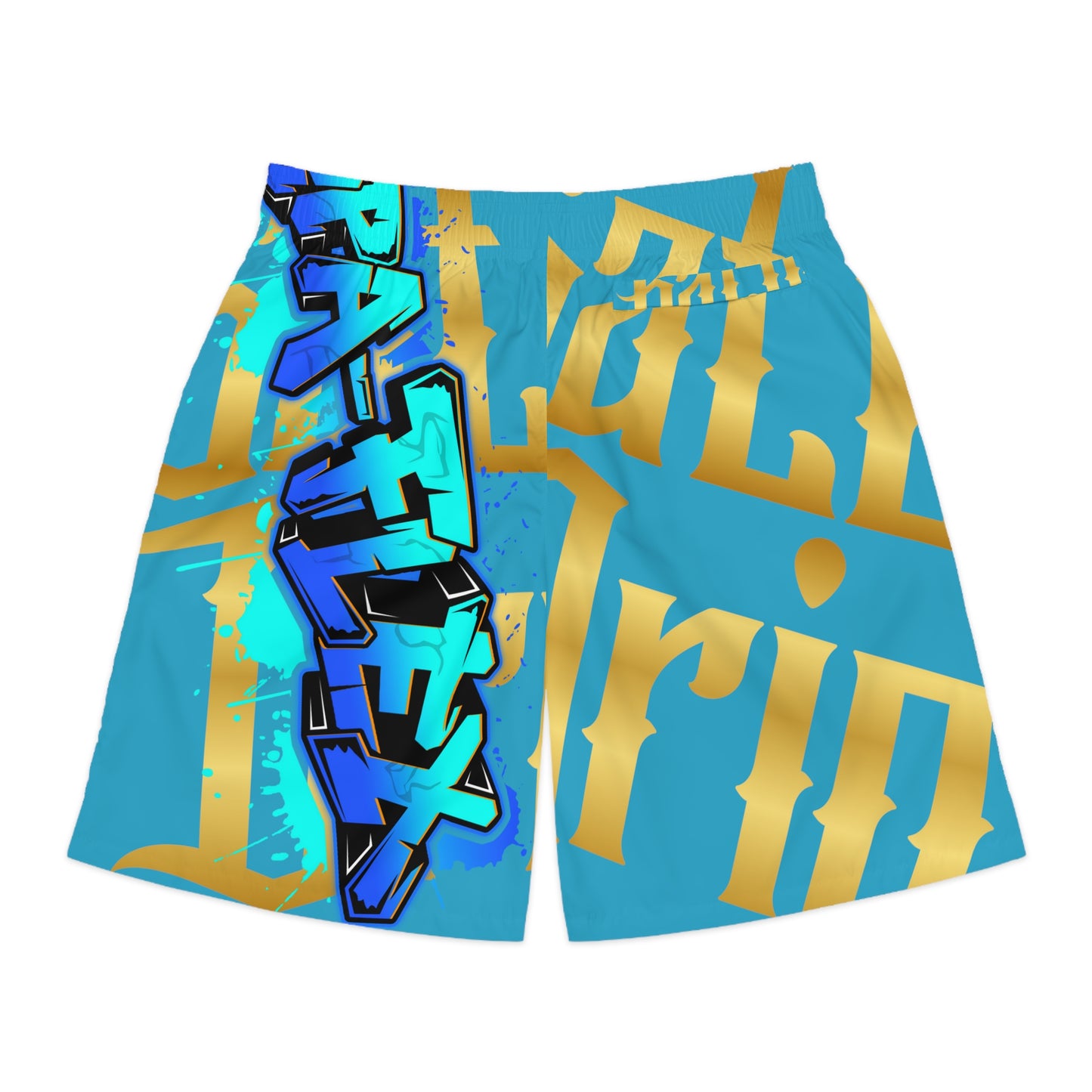 Turquoise Gator Drip Exclusive Supa-Heavy Excess-Stunna Hypa-Flex Limited Edition OG Flawda Mane “Ribs Cook’n N’ Tha Yard” Men’s Jogguz Playuz Shorts