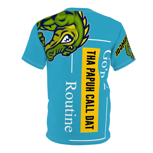 Turquoise Flawdawear Limited Edition OG Rich Daddy “Go’n 2 Tha Papuh Call Dat Routine” Unisex Cut & Sew Playuz Tee
