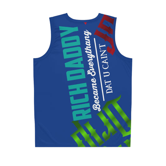 Navy Blue Gator Drip Exclusive Supa-Heavy Excess-Stunna Flex Alligator Playuz Limited Edition OG Multi-Logo Rich Daddy “Rich Daddy Became Everythang Dat U Cain’t” Men’s Basketball Playuz Jersey