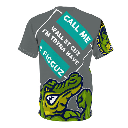 Dark Grey Flawdawear Limited Edition OG Flawda Mane “Call Me Wall St Cuz I’m Tryna Have 8 Figguz” Unisex Cut & Sew Playuz Tee