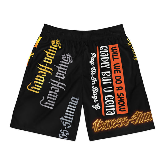 Black Gator Drip Exclusive Supa-Heavy Excess-Stunna Hypa-Flex Limited Edition OG Rich Daddy “Will We Do A Show Gladly But U Gotta Pay Us In Bags G” Men’s Jogguz Playuz Shorts
