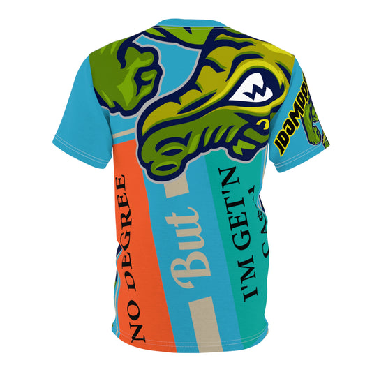 Turquoise Flawdawear Limited Edition OG Flawda Mane “No Degree But I’m Get’n Ca$h” Unisex Cut & Sew Playuz Tee