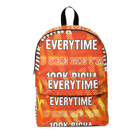 Orange Gator Drip Exclusive Supa-Heavy Excess-Stunna Hypa-Flex Limited Edition OG Multi-Logo Rich Daddy “Everytime U See Me I’m 100k Richa" Classic Playuz Backpack