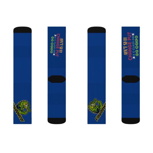 Dark Blue Flawdawear Limited Edition OG Flawda Mane “Ain’t Shit Change Put A G Class On My Neck” Medium Playuz Socks