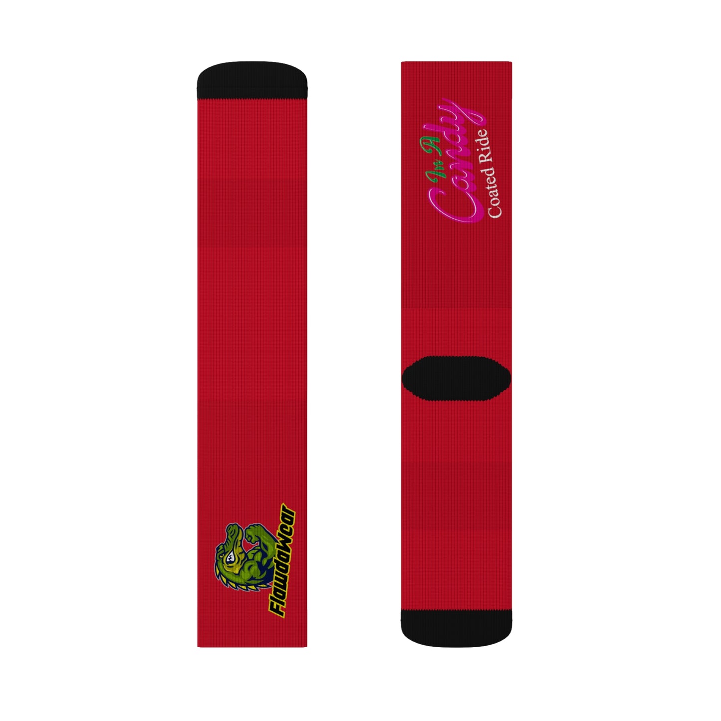 Dark Red Flawdawear Limited Edition OG Flawda Mane “In A Candy Coated Ride” Medium Playuz Socks