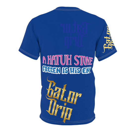 Dark Blue Gator Drip Exclusive Supa-Heavy Excess-Stunna Flex Alligator Playuz Limited Edition OG Multi-Logo Rich Daddy “A Hatuh Stone Frozen In His Envy" Unisex Cut & Sew Playuz Tee