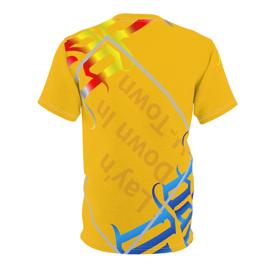 Yellow Gator Drip Exclusive Supa-Heavy Excess-Stunna Flex Alligator Playuz Limited Edition OG Multi-Logo Flawda Mane “Lay’n Down In H-Town” Unisex Cut & Sew Playuz Tee