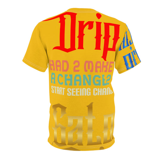 Yellow Gator Drip Exclusive Supa-Heavy Excess-Stunna Flex Alligator Playuz Limited Edition OG Multi-Logo Flawda Mane “Had 2 Make A Change 2 Start Seeing Change" Unisex Cut & Sew Playuz Tee