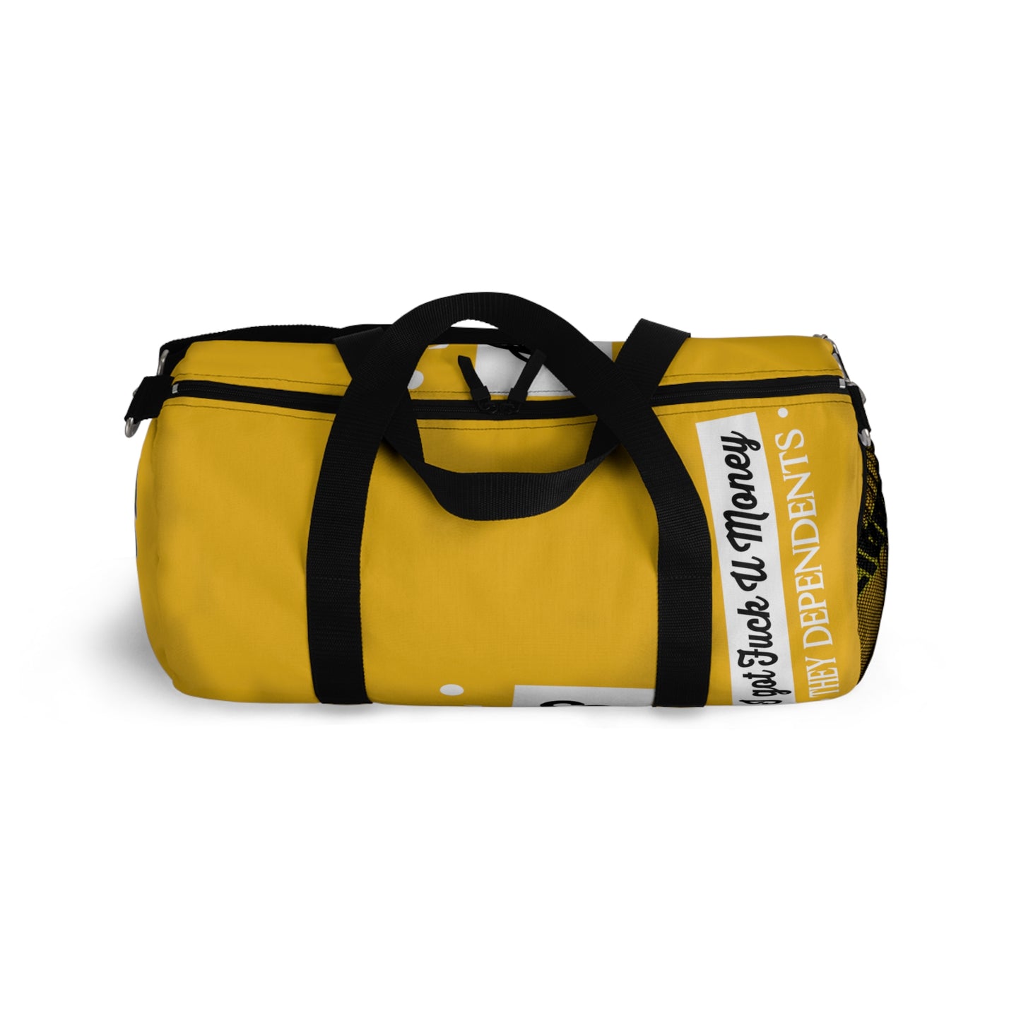 Yellow Flawdawear Limited Edition OG Rich Daddy “I Got Fuck U Money They Dependents” Duffle Playuz Bag