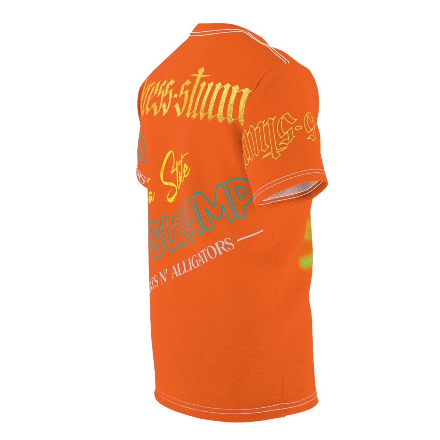 Orange Gator Drip Exclusive Supa-Heavy Excess-Stunna Hypa-Flex Limited Edition OG Flawda Mane “Tha State Of Swamp Rats N’ Alligators” Unisex Cut & Sew Playuz Tee
