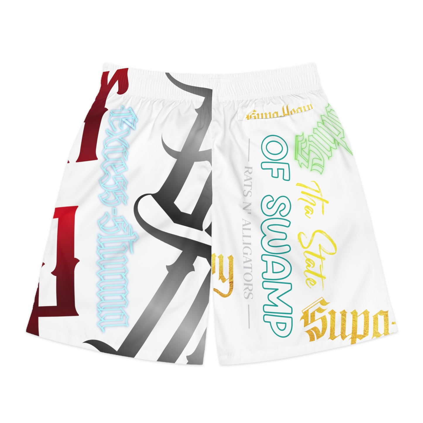 White Gator Drip Exclusive Supa-Heavy Excess-Stunna Hypa-Flex Limited Edition OG Flawda Mane “Tha State Of Swamp Rats N’ Alligators” Men’s Jogguz Playuz Shorts