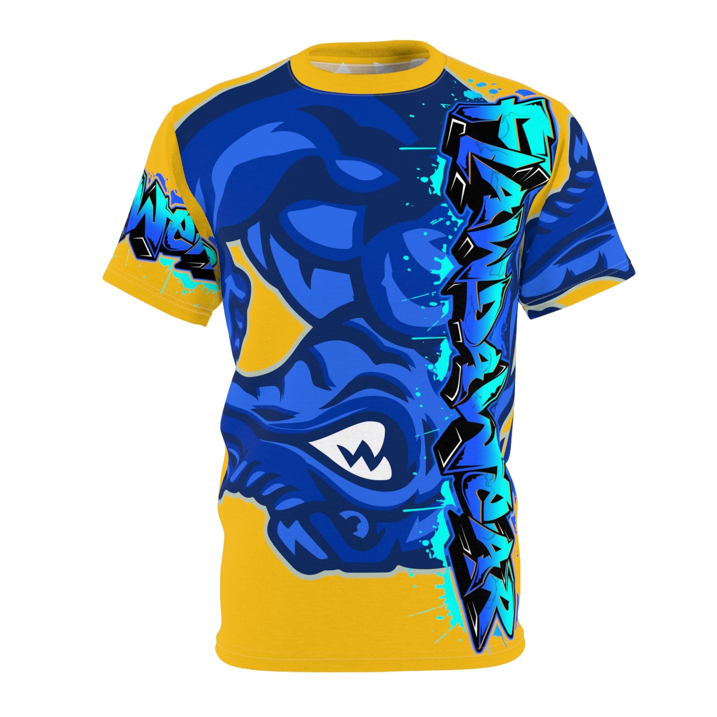 Yellow/Blue Flawdawear Limited Edition OG Alligator Playuz “Flawda Mane Put Dat Smoke On You” Unisex Cut & Sew Playuz Tee
