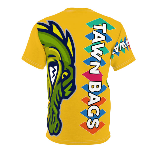 Yellow Flawdawear Limited Edition OG Rich Daddy “Tawn Bags” Unisex Cut & Sew Playuz Tee