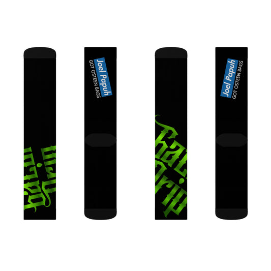 Black Gator Drip Supa-Heavy Excess-Stunna Hypa-Flex Limited Edition OG Rich Daddy “Joel Papuh Got Osteen Bags” Medium Playuz Socks