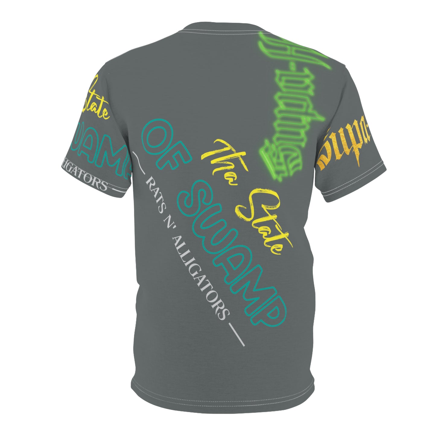 Dark Grey Gator Drip Exclusive Supa-Heavy Excess-Stunna Hypa-Flex Limited Edition OG Flawda Mane “Tha State Of Swamp Rats N’ Alligators” Unisex Cut & Sew Playuz Tee