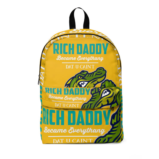 Yellow Flawdawear Limited Edition OG Rich Daddy "Rich Daddy Became Everythang Dat U Cain't" Classic Backpack