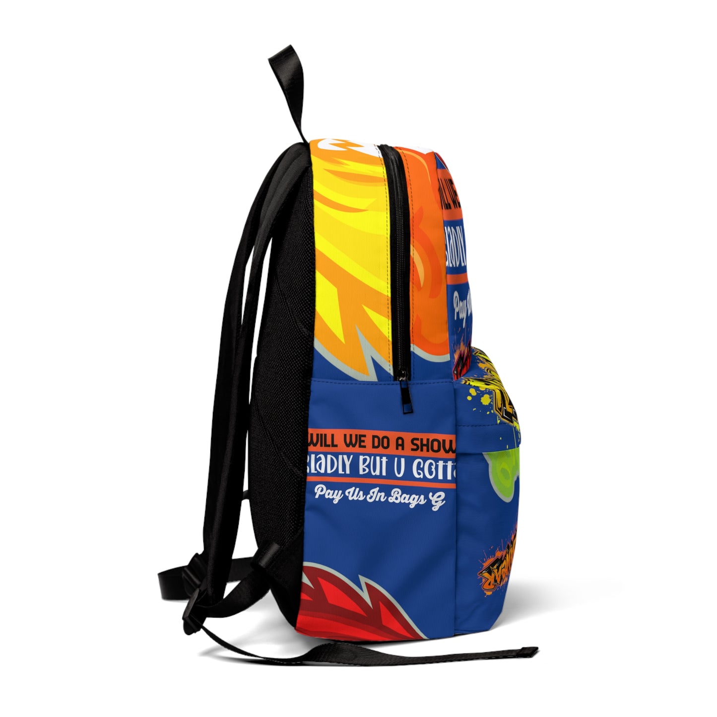 Blue Flawdawear Limited Edition OG Rich Daddy “Will We Do A Show Gladly But U Gotta Pay Us In Bags G” Classic Playuz Backpack