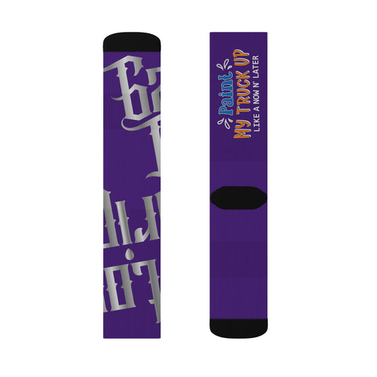 Purple Gator Drip Supa-Heavy Excess-Stunna Hypa-Flex Limited Edition OG Flawda Mane “Paint My Truck Up Like A Now & Later” Medium Playuz Socks