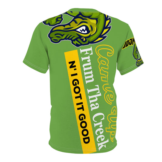 Green Flawdawear Limited Edition OG Flawda Mane “Came Up Frum Tha Creek N’ I Got It Good” Unisex Cut & Sew Playuz Tee