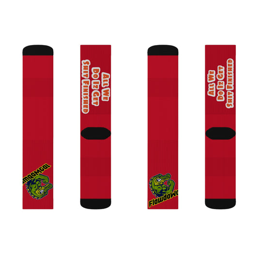 Dark Red Flawdawear Limited Edition OG Alligator Papuh Playuz “All We Do Iz Get Shit Finished” Medium Playuz Socks