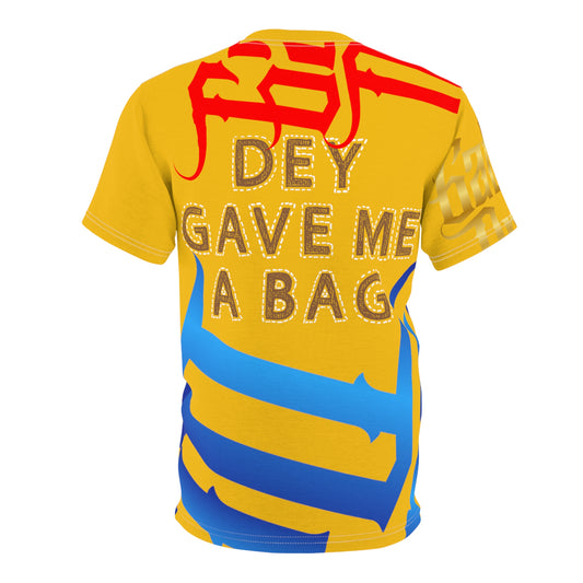 Yellow Gator Drip Exclusive Supa-Heavy Excess-Stunna Flex Alligator Playuz Limited Edition OG Multi-Logo Rich Daddy “Dey Gave Me A Bag" Unisex Cut & Sew Playuz Tee