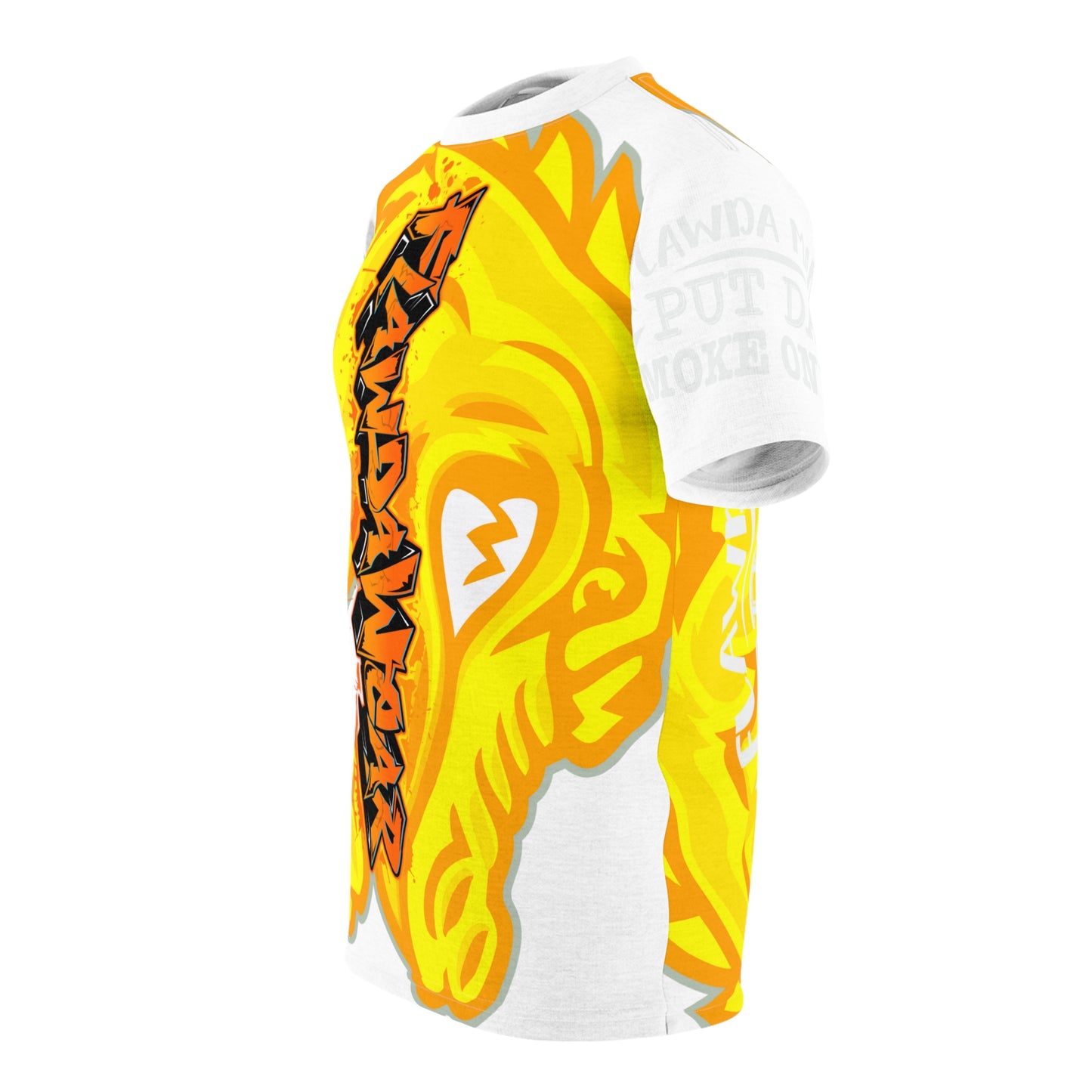 White/Yellow Flawdawear Limited Edition OG Alligator Playuz “Flawda Mane Put Dat Smoke On You” Unisex Cut & Sew Playuz Tee