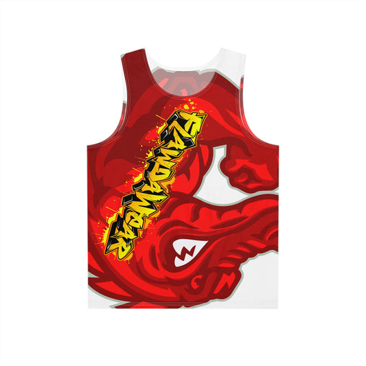 White/Red Flawdawear Limited Edition OG Flawda Mane “Ribs Cook’n N’ Tha Yard” Men’s Playuz Tank