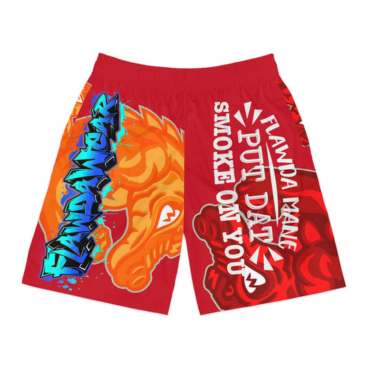 Red Flawdawear Limited Edition OG Alligator Playuz “Flawda Mane Put Dat Smoke On You” Men’s Jogguz Playuz Shorts