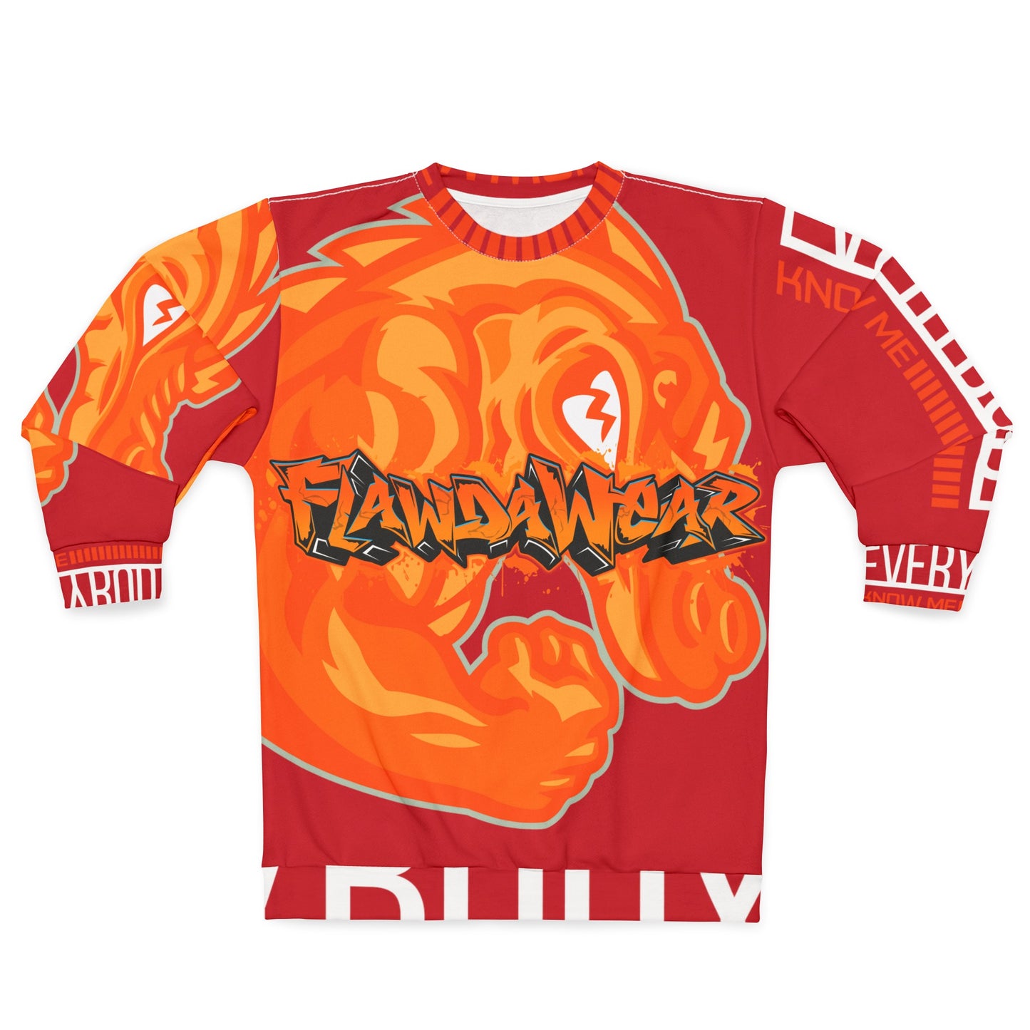 Red/Orange Flawdawear Limited Edition OG Flawda Mane “Everybody Know Me” Unisex Playuz Sweatshirt