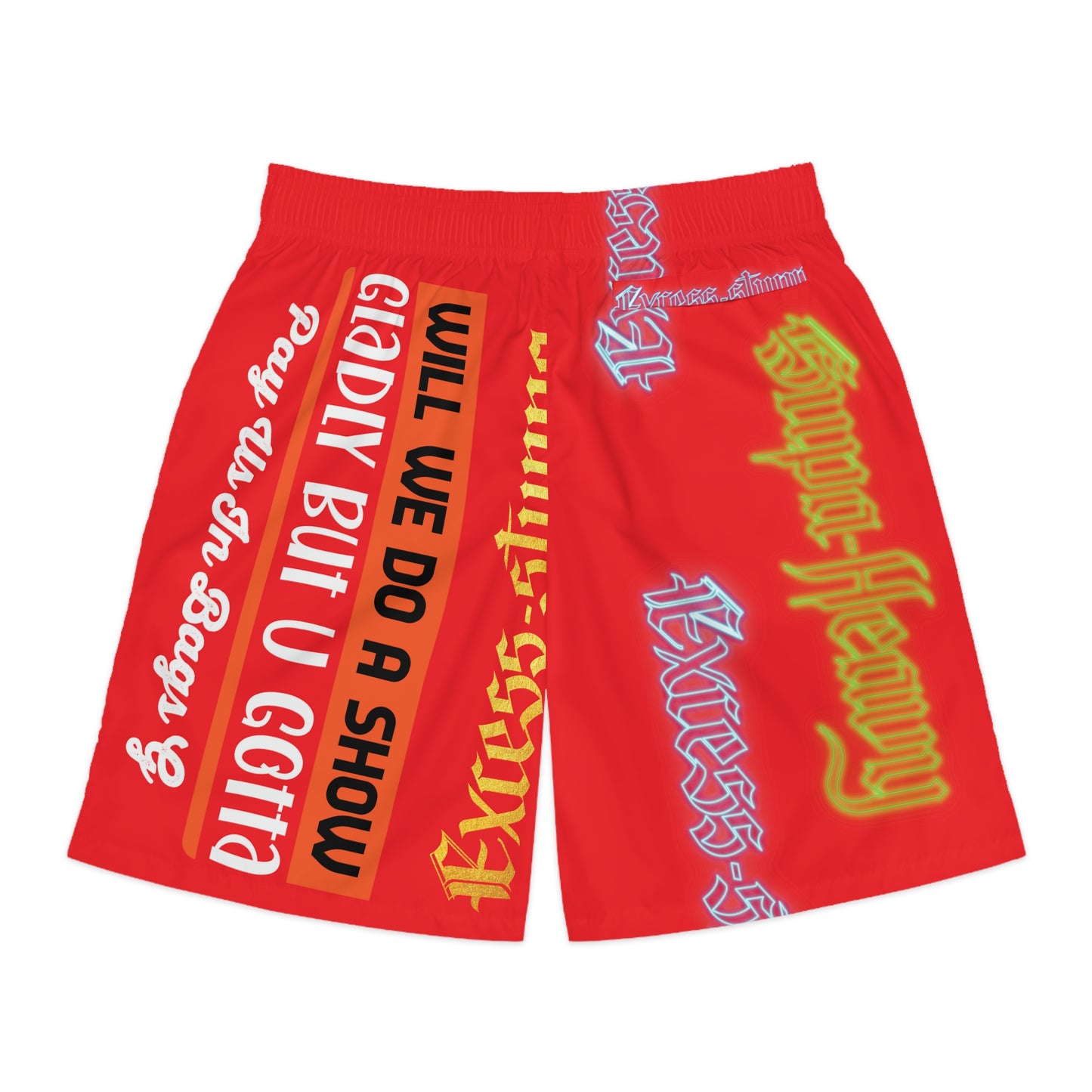 Red Gator Drip Exclusive Supa-Heavy Excess-Stunna Hypa-Flex Limited Edition OG Rich Daddy “Will We Do A Show Gladly But U Gotta Pay Us In Bags G” Men’s Jogguz Playuz Shorts
