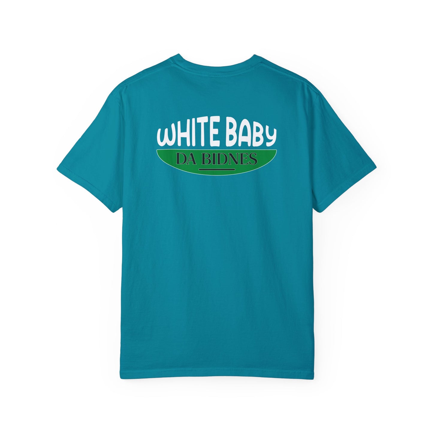 Topaz Blue Flawdawear Limited Edition OG Rich Daddy "White Baby Da Bidnes" Garment-Dyed Playuz T-shirt