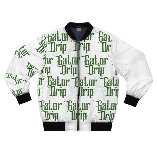 White Gator Drip Exclusive Supa-Heavy Excess-Stunna Hypa-Flex Limited Edition Rich Daddy "All White Collection" Men's Bomber Playuz Jacket