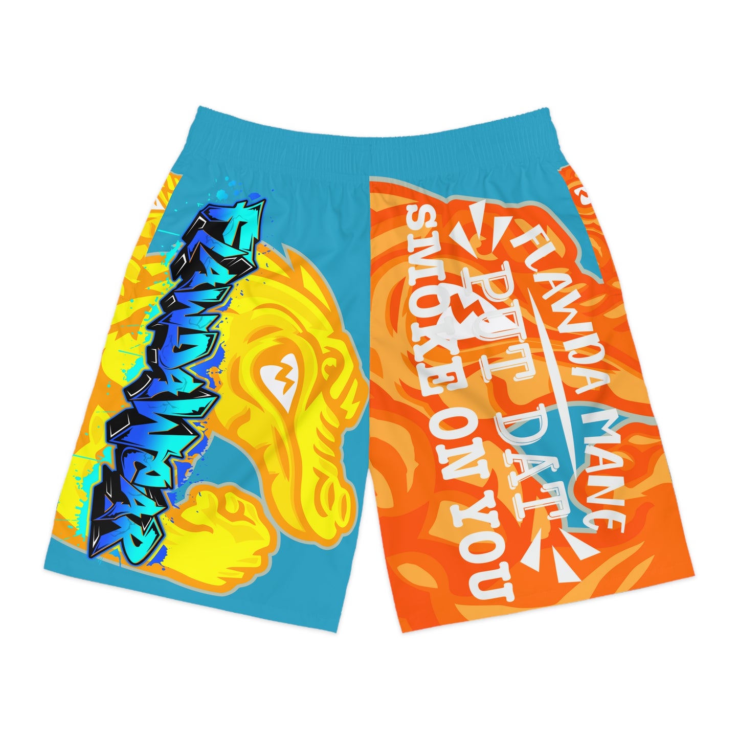 Turquoise Flawdawear Limited Edition OG Alligator Playuz “Flawda Mane Put Dat Smoke On You” Men’s Jogguz Playuz Shorts
