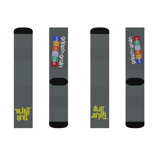 Dark Grey Gator Drip Supa-Heavy Excess-Stunna Hypa-Flex Limited Edition OG Flawda Mane “Gripp’n Grain Unda Pine Tree” Medium Playuz Socks