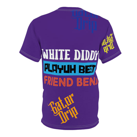 Purple Blue Gator Drip Exclusive Supa-Heavy Excess-Stunna Flex Alligator Playuz Limited Edition OG Multi-Logo Rich Daddy “White Diddy Playuh Best Friend Benji" Unisex Cut & Sew Playuz Tee
