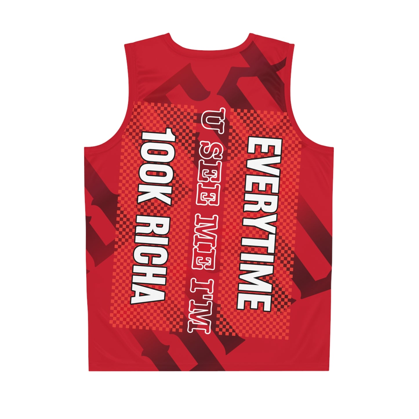 Dark Red Gator Drip Exclusive Supa-Heavy Excess-Stunna Hypa-Flex Limited Edition OG Rich Daddy “Everytime U See Me I’m 100k Richa" Basketball Playuz Jersey