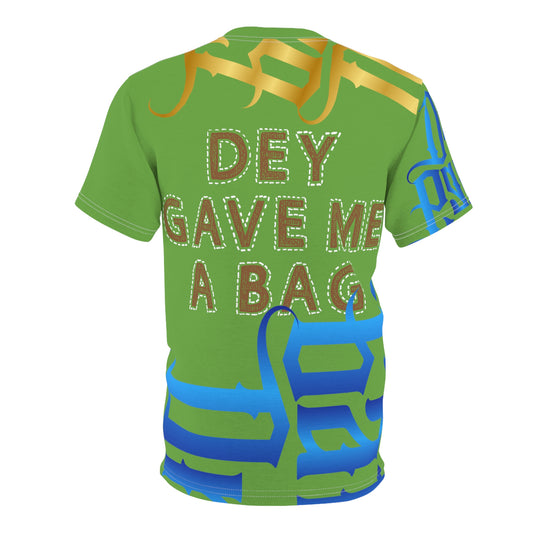 Green Gator Drip Exclusive Supa-Heavy Excess-Stunna Flex Alligator Playuz Limited Edition OG Multi-Logo Rich Daddy “Dey Gave Me A Bag" Unisex Cut & Sew Playuz Tee