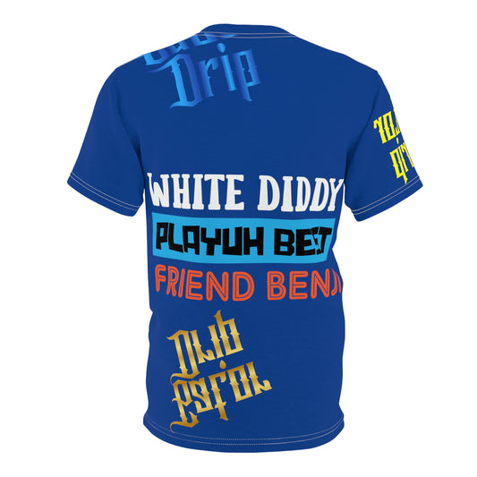 Dark Blue Gator Drip Exclusive Supa-Heavy Excess-Stunna Flex Alligator Playuz Limited Edition OG Multi-Logo Rich Daddy “White Diddy Playuh Best Friend Benji" Unisex Cut & Sew Playuz Tee
