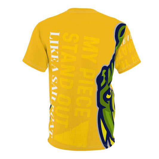 Yellow Flawdawear Limited Edition OG Flawda Mane “My Piece Stand Out Like A Sailboat” Unisex Cut & Sew Playuz Tee