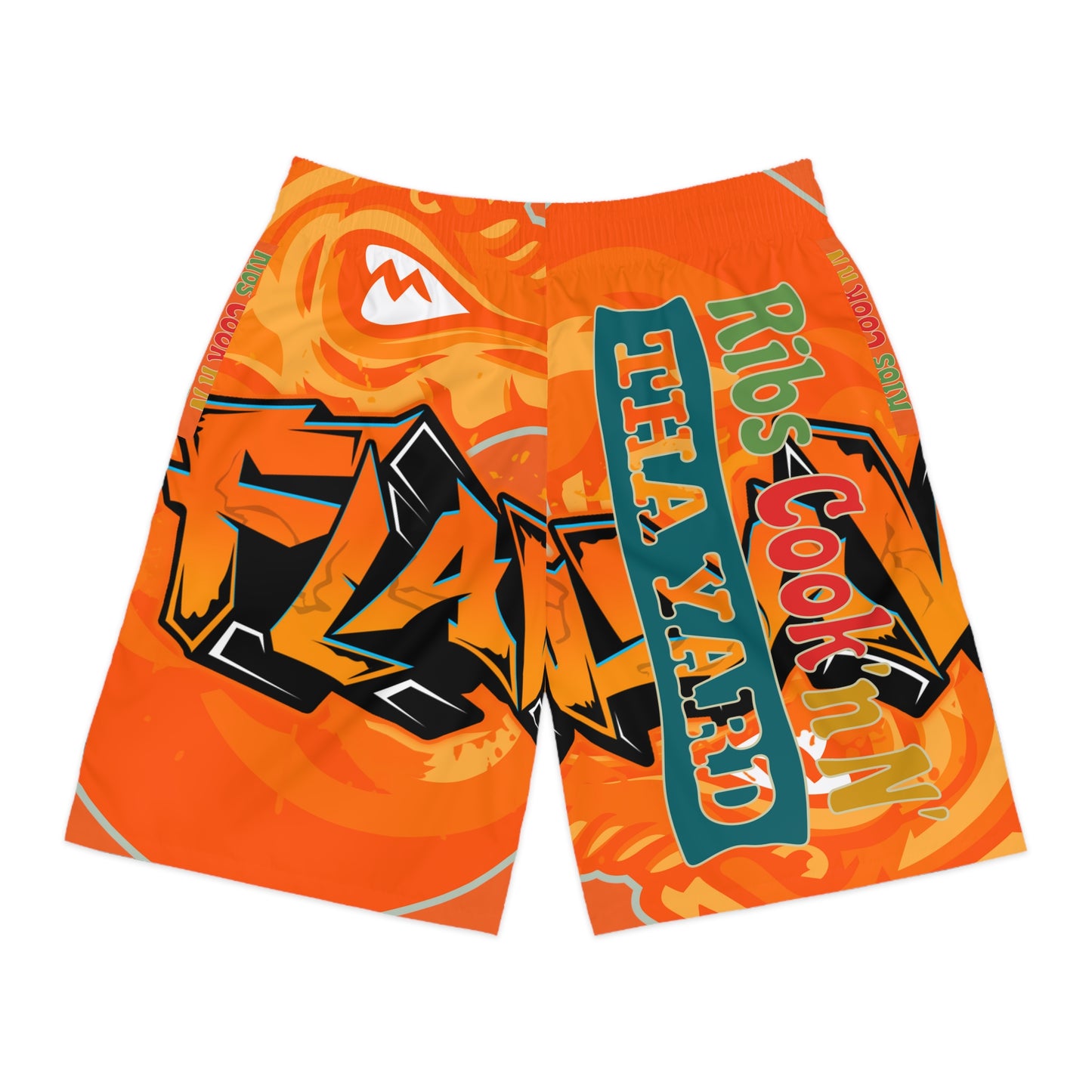 Orange Flawdawear Limited Edition OG Flawda Mane “Ribs Cook’n N’ Men’s Jogguz Playuz Shorts