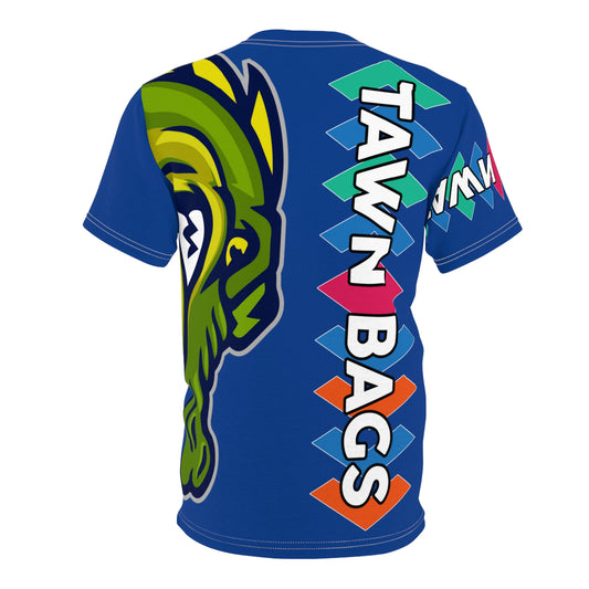 Dark Blue Flawdawear Limited Edition OG Rich Daddy “Tawn Bags” Unisex Cut & Sew Playuz Tee