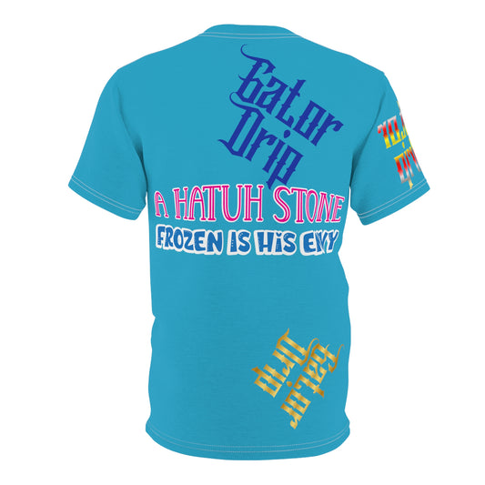 Turquoise Gator Drip Exclusive Supa-Heavy Excess-Stunna Flex Alligator Playuz Limited Edition OG Multi-Logo Rich Daddy “A Hatuh Stone Frozen In His Envy" Unisex Cut & Sew Playuz Tee