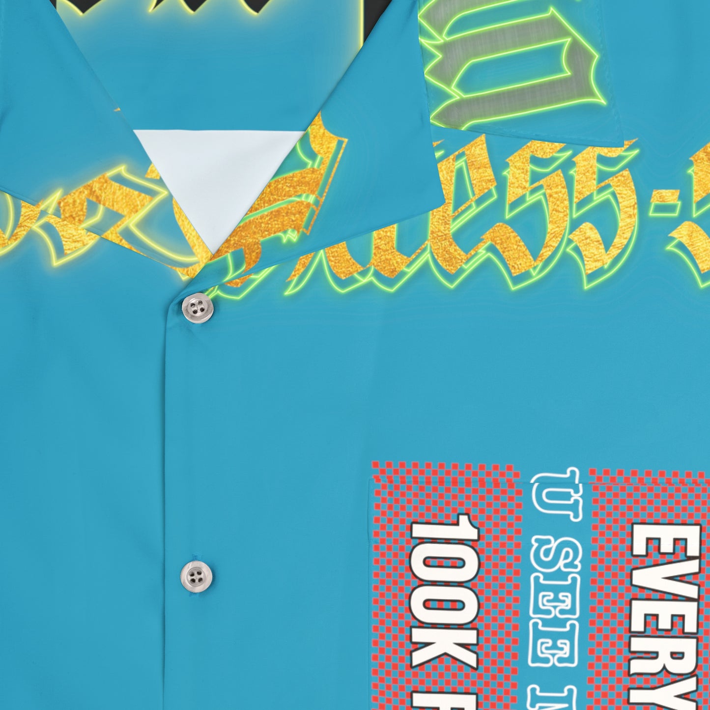 Turquoise Gator Drip Exclusive Supa-Heavy Excess-Stunna Hypa-Flex Limited Edition OG Rich Daddy “Everytime U See Me I’m 100k Richa” Men’s Hawaiian Playuz Shirt